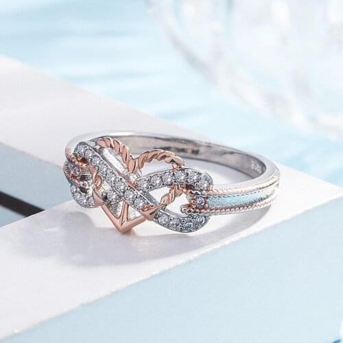 Trendy Full Crystal Lucky Rings For Women Rose Gold Heart Ring Female Wholesale Ladies Accessories Engagement Ring Women Rings