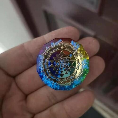 Natural Crystal Stone Pendant Sri Yantra Necklace Meditation Jewelry