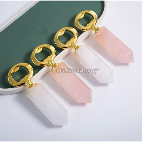 New 2PCS Mini Portable Pocket Bottle Opener Natural Crystal Beer Bottle Opener Decor for Wedding Party Favor Gifts Bar Tools