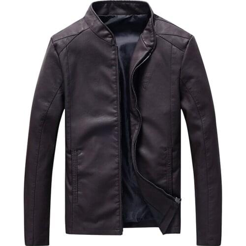 MRMT 2021 Brand New Autumn Mens Jackets Locomotive Leather Stand Collar Pu Leather Jacket for Male Casual Outer Clothing