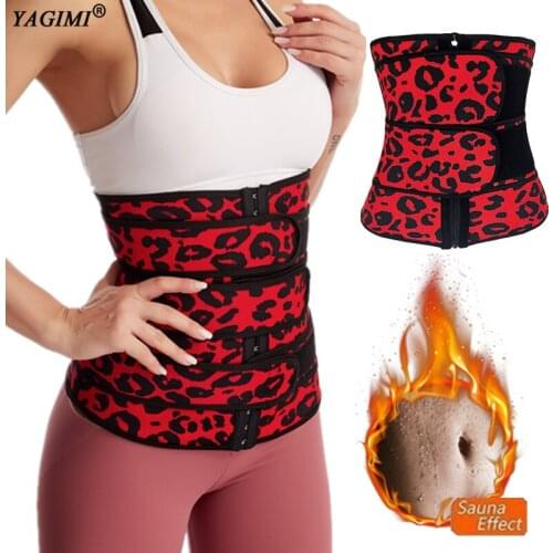 New Red Leopard Print Waist Trainer Corset Body Shaper 1 Belt 2 Belt 3 Belt Workout Sweat Belt Belly Belt Tummy Control Fajas