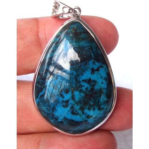 Free Shipping Natural Chrysocolla Eggplant shaped 35*25*8mm Pendants Women Jewelry Accessories Weddings Parties Birthday Gift