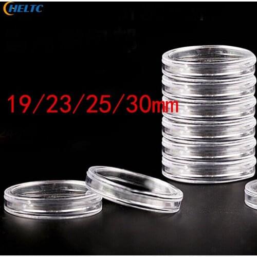 Useful 10pcs/pack Transparent Coin Capsules Crafts Containers Storage/Collection Boxes Holders Diameter 19/23/25/30mm Round