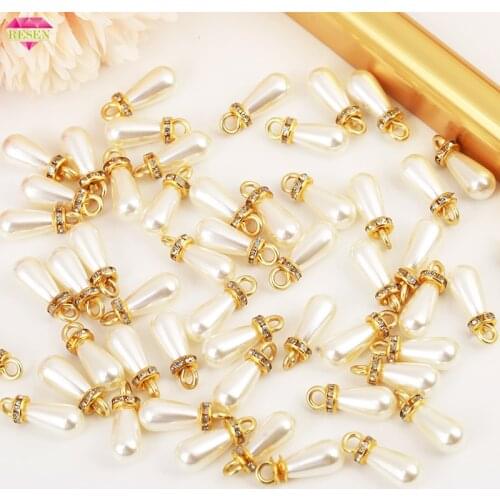 RESEN Top!! 8x15mm Sewing White Ivory Teardrop Pearl Beads ABS Pearl Pendants For DIY Wedding Beads Jewelry Finding Accessories
