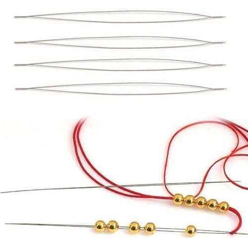 Super Thin Curved Beading Metal Needles For Beads & Pearls Threading String Cord Easy Making Jewelry Tools & Equipments 5 Size