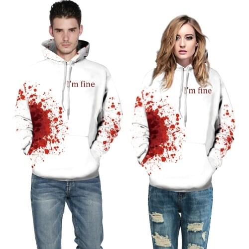 Halloween Unisex Men Women Autumn Digital Printed Hoodies Slim Sweatshirt Cosplay Skull Couple Lovers Hooded Pullovers