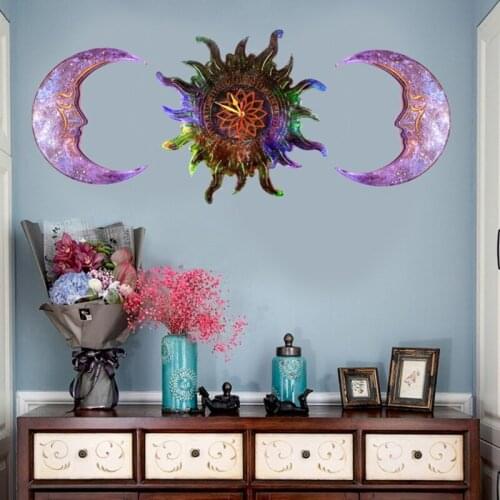 Sun Moon Decor Epoxy Resin Mold Wall Mirror Wall Clocks Silicone Mould DIY Crafts Jewelry Pendant Casting Tool