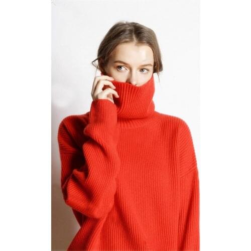 Temperament Simple Turtleneck Knitted Sweater Women Loose Solid Color Thicken Warm Short Pullover Winter Clothes Women