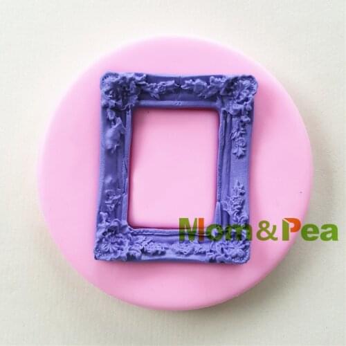Mom&Pea 0995 Free Shipping Rectangle Shaped Frame Silicone Mold Cake Decoration Fondant Cake 3D Mold Food Grade