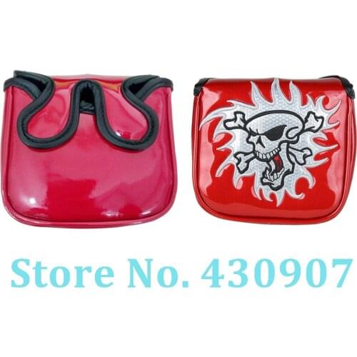 New 1PCS Golf Black White Skull Square Mallet Putter Covers For Golf Putters Magnet Middle Side shaft