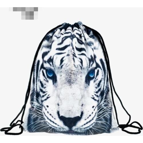 1 piece leopard Cat tiger 3D Printing Backpack Bag Rucksack mochila feminina Drawstring bag schoolbag