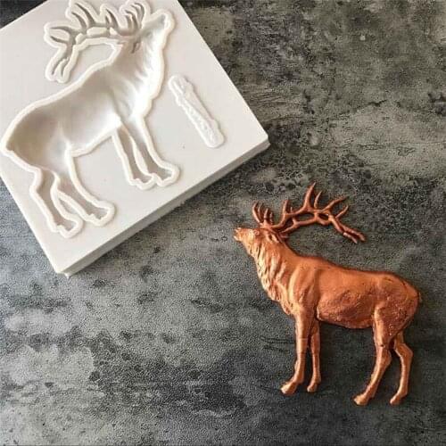 1PC Christmas Elk Silicone Mold Fondant Cake Decorating Tools Cookies Biscuits Accessories Baking Mold