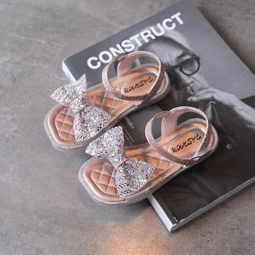 2021 Princesses Sports Cute Rhinestone Bow Sandals Big Girls Shoes Child Summer Beach Sandals Kids Shoes 3 5 6 7 8 9 10 12 Years