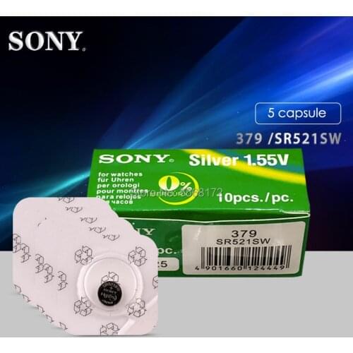 5Pcs/Lot New SONY LONG LASTING 379 SR521SW D379 SR63 V379 AG0 Watch Battery Button Coin Cell MADE IN JAPAN 100% Original