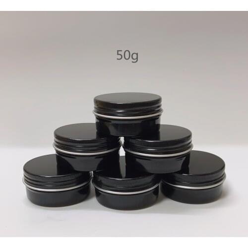50G Black Empty Aluminium Makeup Cream Jars for Chilli Sauce Cake Tea Storage Gifts Candy Chocolate Storage Organizer