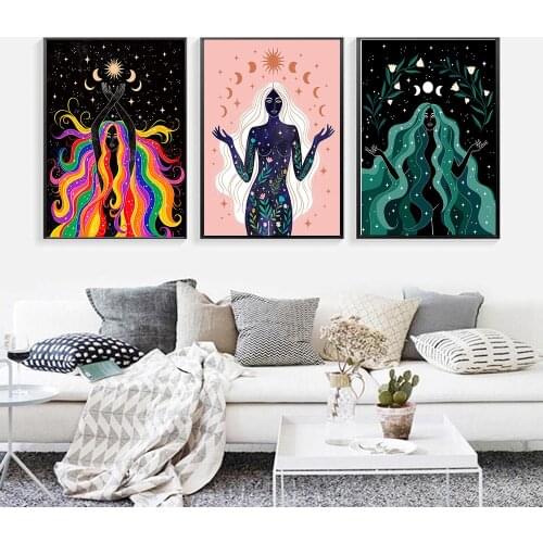 5D DIY Diamond Painting Stars Moon Magical Sun Witchcraft Boho Earth Goddess Mosaic Cross Stitch Kits Home Decoration Gift