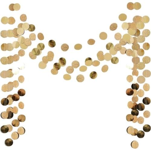 6 Pcs Glitter Champagne Gold Paper Circle Dots Garland Party Hanging Bunting Birthday Party Engagement Decorations