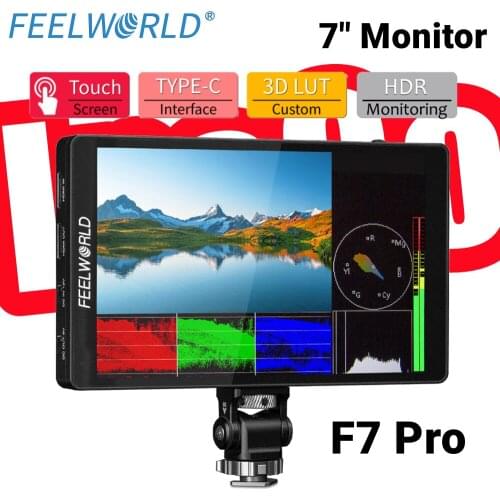 FEELWORLD F7 PRO 7 Inch Touch Screen3D LUT DSLR Camera Field Director AC Monitor 4K 60Hz HD with F970 External Power Install