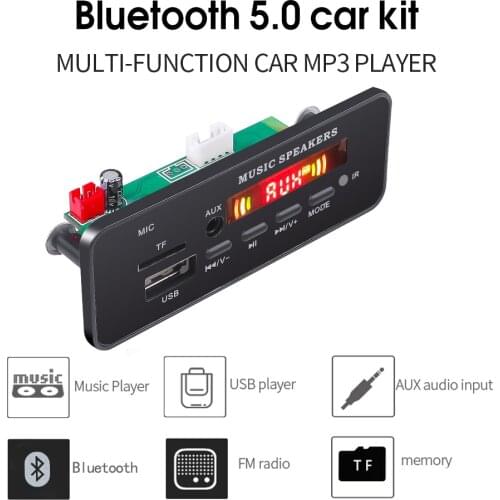 Car DIY MP3 Decoder Board USB Bluetooth V5.0 Handsfree Recording Integrated 5V-12V Module Remote Control FM AUX Radio