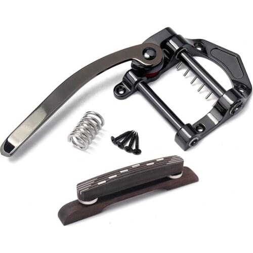 Wooden Bridge Metal Tremolo Tailpiece Set For 6 Strings Archtop Jazz Guitar Bridge And Drawstring Guitar Accessories