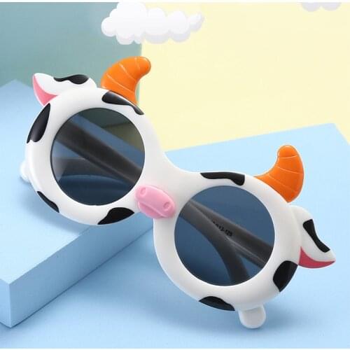 Elbru Childrens Silicone Sunglasses Cute Cartoon Cow Baby Sunglasses Ultraviolet-proof Polarized Light Childrens Sunglasses