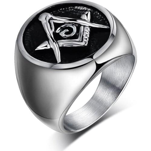 EAMIOR 22mm Vintage Punk Retro Masonic Rings Commemorate High Quality Beautiful Bridal Set Dropshiping Religious Belief Jewelry