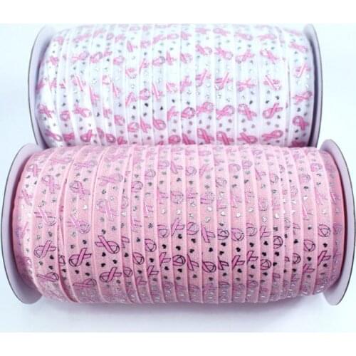 5/8" silver foil FOE fold over elastic AIDS cancer health awareness for hair accessory