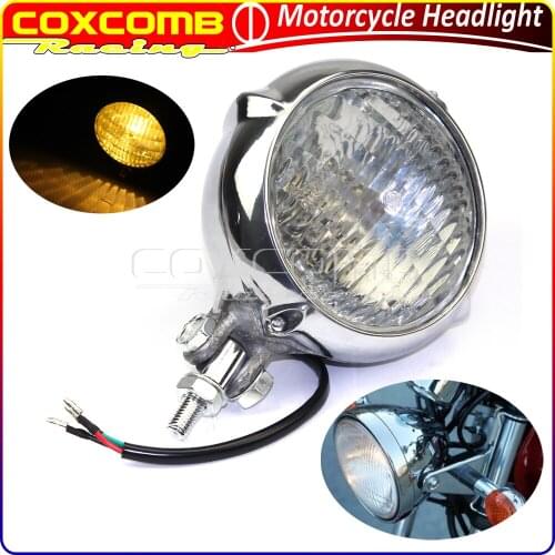H4 High/Low Beam 4.5" Vintage Headlight For Yamaha XS650 Bobber Chopper Cafe Racer Cruiser Universal Motorcycle E-Mark Headlamp