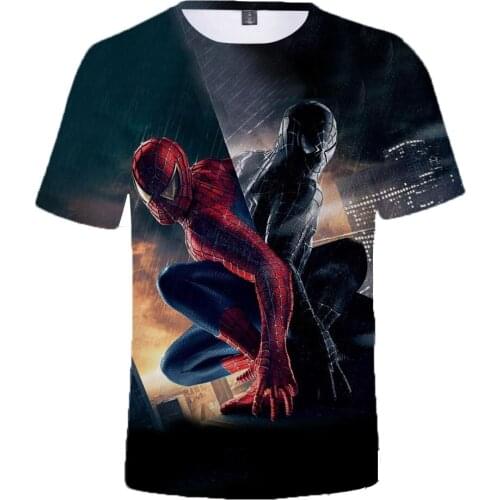 2021 New Movie Spider Man Children Tee Shirt Summer Super Hero Fashion Men T-Shirts Streetwear Fashion Male Tshirt