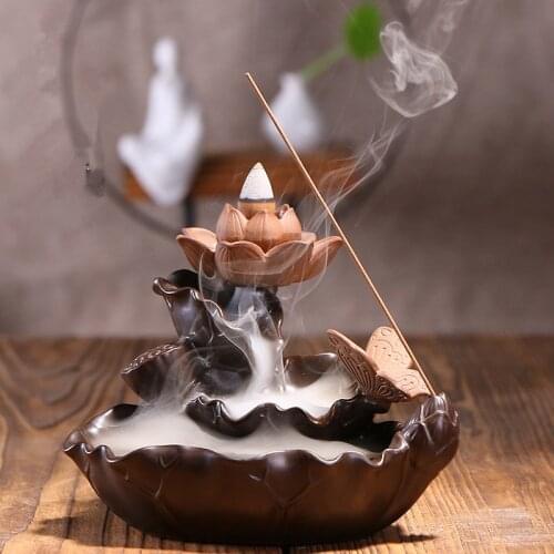 Backflow Incense Cones Burner Lotus Pond Creative Classical Home Decor Burner Incense Stick Holder Censer