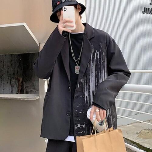 Dark Series Gothic Graffiti Loose Coat for Men Women Ins Fashionable Casual Couple Suit Women Clothing Blazer for Men Women