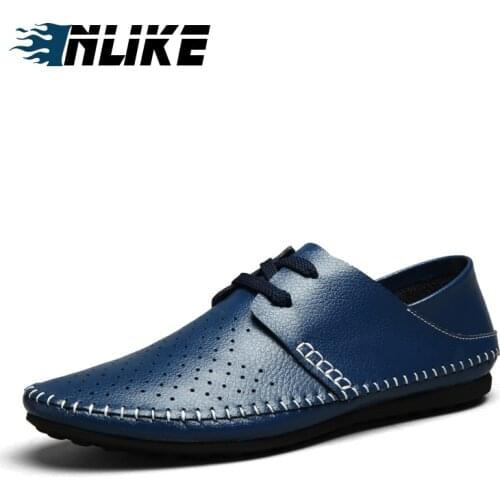 Inlike Men Driving Shoes Casual 100% Genuine Leather Flat Dress Shoes Men Leather Shoes