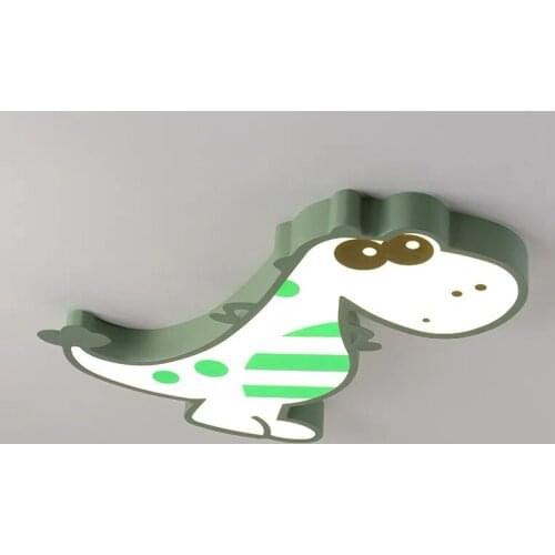 Round Dinosaur Ceiling Lamp Macaron Simple Lamp with Wooden LED Eye Protection Lamp Cartoon Bedroom Study Lamp