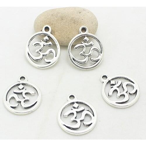 Sweet Bell 40 pcs 17*21mm Antique alloy round OM/OHM/3D Sign charms Pendant Diy Jewelry Findings Accessories D1043