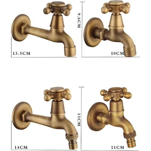 Wall Mount Bibcock Brass Retro Tap Decorative Outdoor Garden Taps Washing Machine Mop Luxury Antique WC Faucet