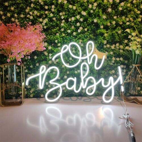Neon Sign Custom Name Light Oh Baby Banner Decor For Wedding Led Lamp Baby Shower Party Bar Home Boy Girl Birthday Gift Art 3D