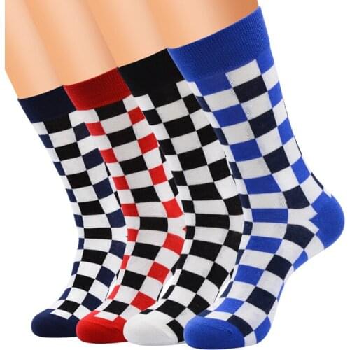 Korean Fashion Harajuku Fashion Womens Board Socks Style Geometric Check Socks Mens Hip-Hop Cotton Unisex socks Chaussettes