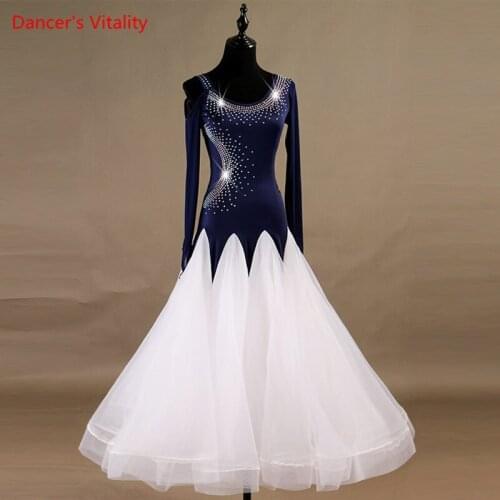 2018 New Custom Made Ballroom Dance Clothes Ballroom Standard Waltz Dresses Competition Long Sleeves Ballroom Dance