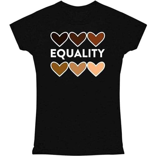 Novelty Graphic Funny Equality Hearts Civil Rights Equal Graphic Tee T Shirt for Women Summer Tops Personality Fashion Art
