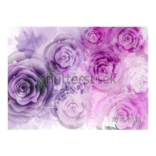 Custom papel DE parede sala, purple roses murals for the sitting room the bedroom TV setting waterproof wallpaper