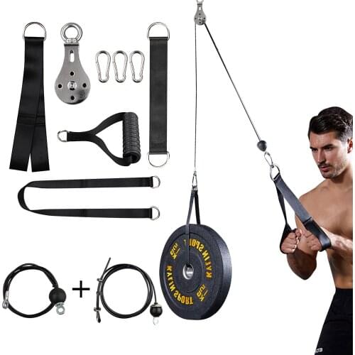 Portable Fitness Steel Wire Pulley Cable Machine Attachment System Training Equipment Home Lifting Workout Arm Biceps Upper Limb