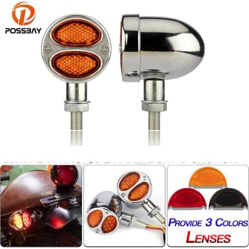 POSSBAY 1 Pair Motorcycle Turn Signal Indicator Running Brake Light 12V Universal Turning Lamp Bulb Motorbike Lamps Bike Lamp
