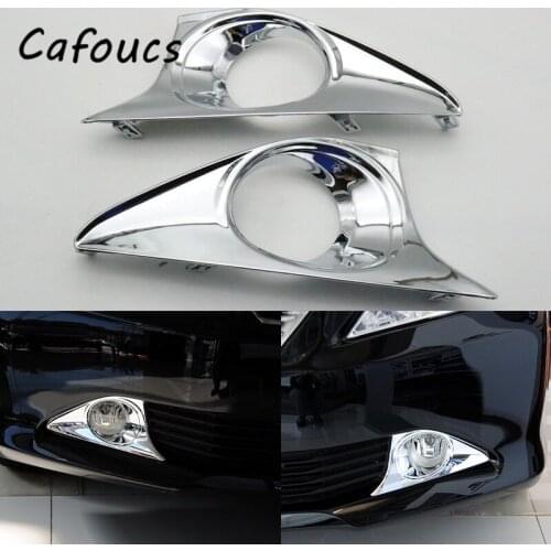 Cafoucs Front Bumper Fog Light Chrome Cover Fog Lamp Hood For Toyota Camry 2012 2013 2014