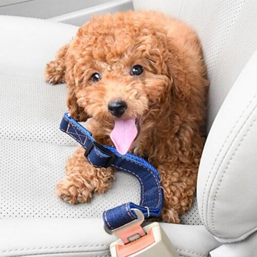 Pet Car Safety Adjustable Rope Vehicle Seat Belt Safety Harness Denim Pets Restraint Lead