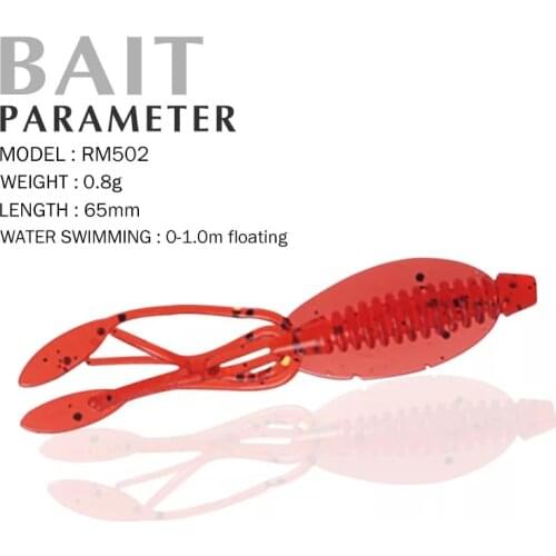 Fishing lure 65mm/0.8g 0-1.0m floating New mini soft bait, small squid soft bait, soft swimming style, good soft insect bait