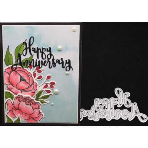 Happy Anniversary Metal Cutting Dies Stencil DIY Scrapbooking Album Stamp Paper Card Embossing Decor Craft M17D