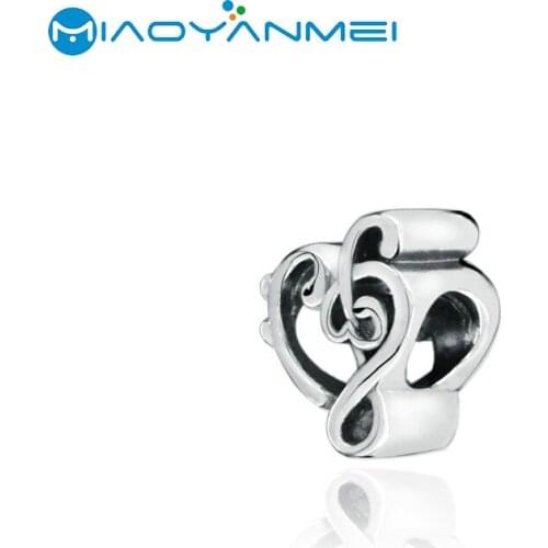 925 Sterling Silver Beads Fit Original Pandora Bracelets Heart Treble Clef Charm DIY Women Fashion Jewelry Gift