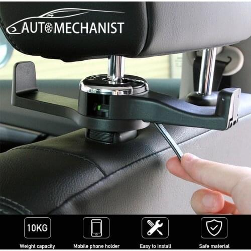 Universal Car Headrest Hook Foldable Seat Back Hook Clips Organize 2 in 1 Auto Seat Holder Accessories For Phone Handbag Clothes