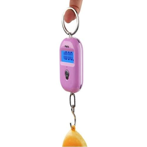 New 25Kg X 5g Digital Hanging Scale Mini Electronic Luggage Hook Scale LCD Backlight Kitchen Steelyard With Battery