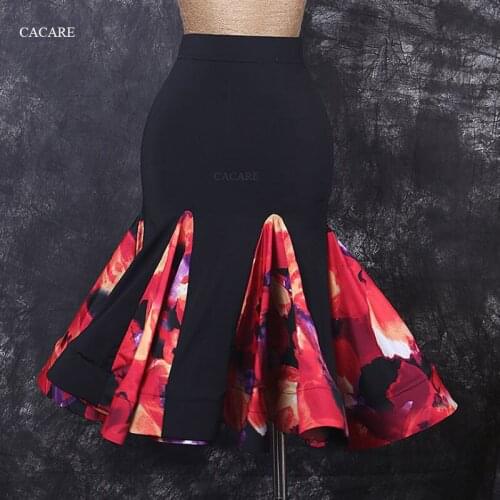 Latin Dance Skirt Dance Wear Exquisite Quality D0328 Patchwork 3 Colors Floral Print Ruffled Fluffy Hem